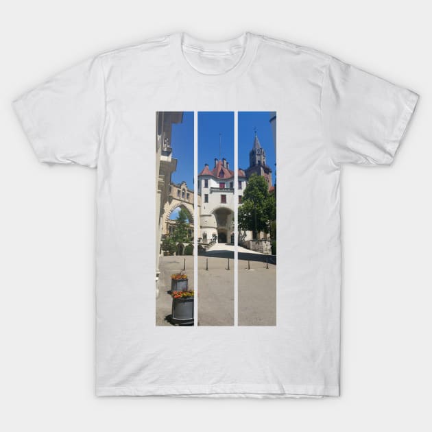 Sigmaringen castle in the Baden-Wurttemberg. Residence of the Hohenzollern earls and princes. It stands on the hill known as Castle Rock. Sunny summer day. Germany (vertical) T-Shirt by fabbroni-art